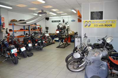 FTF Motorcycles, interior del taller
